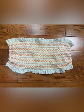 Tory Burch Costa Smocked Bandeau Bikini Top